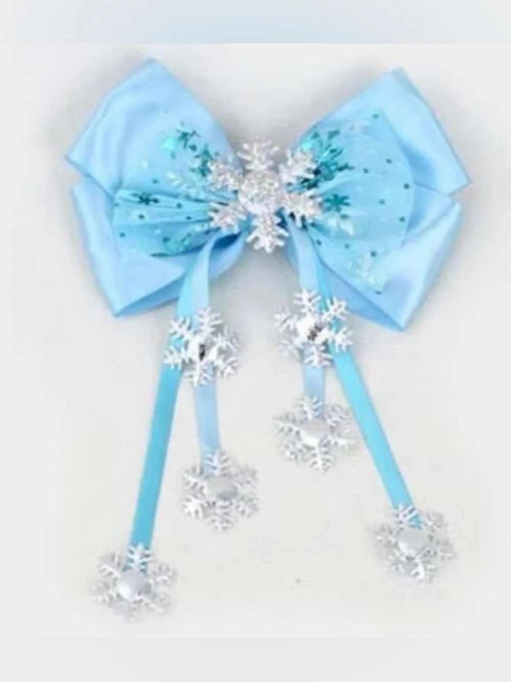 New BUNDLE of 2 Frozen Themed Elsa Blue Snowflake Bow Hair Clips Disney Parks